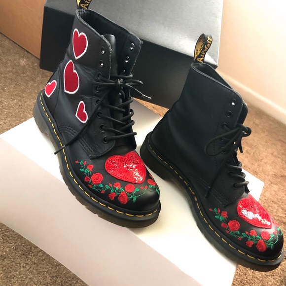 Dr. Martens | Shoes | Dr Martens Pascal Sequin Heart Ankle Bootie29 |  Poshmark
